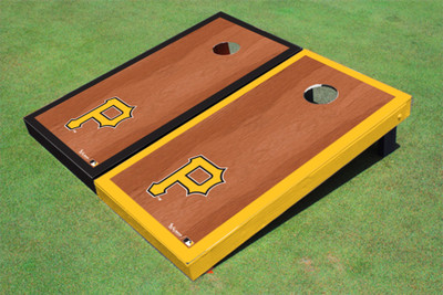 Pittsburgh Pirates P Rosewood Alternating Border Cornhole Boards
