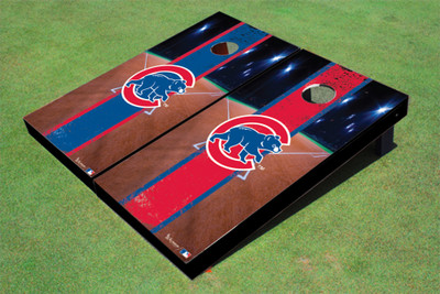 Chicago Cubs Bear Field Long Stripe Alternating Themed Cornhole Boards