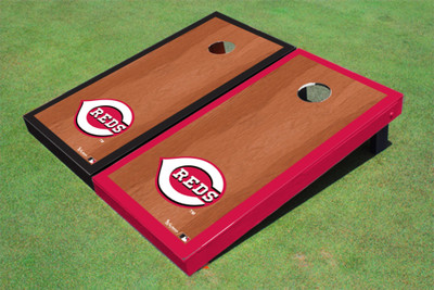 Cincinnati Reds "Reds" Rosewood Alternating Border Cornhole Boards