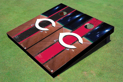 Cincinnati Reds C Field Long Stripe Alternating Themed Cornhole Boards