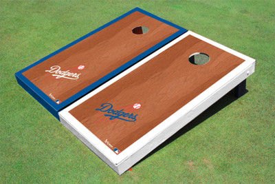 Los Angeles Dodgers Ball Rosewood Alternating Border Cornhole Boards Los Angeles Dodgers Ball Rosewood Alternating Border Cornhole Boards