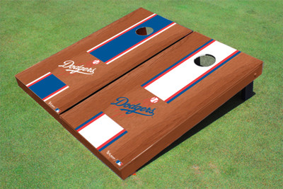 Los Angeles Dodgers Ball Rosewood Alternating Long Stripe Cornhole Boards