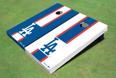 Los Angeles Dodgers LA Alternating Long Stripe Cornhole Boards Los Angeles Dodgers LA Alternating Long Stripe Cornhole Boards