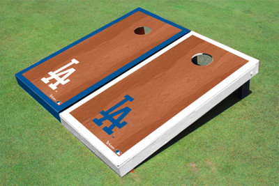 Los Angeles Dodgers LA Rosewood Alternating Border Cornhole Boards