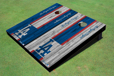 Los Angeles Dodgers LA Alternating Wood Look Long Stripe Custom Cornhole Boards