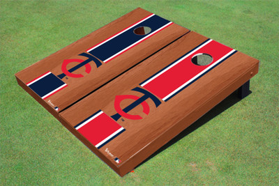Minnesota Twins TC Rosewood Alternating Long Stripe Cornhole Boards