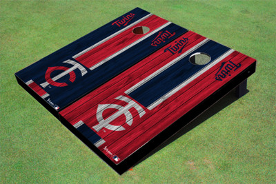 Minnesota Twins TC Alternating Wood Look Long Stripe Custom Cornhole Boards