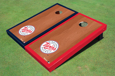 Minnesota Twins Club Rosewood Alternating Border Cornhole Boards