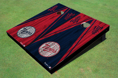 Minnesota Twins Club Alternating Wood Look Triangle Cornhole Boards Minnesota Twins Club Alternating Wood Look Triangle Cornhole Boards