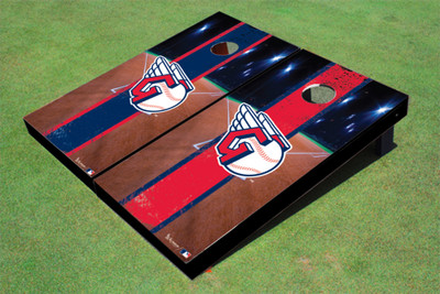 Cleveland Guardians Ball Field Long Stripe Alternating Themed Cornhole Boards