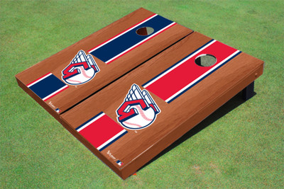 Cleveland Guardians Ball Rosewood Alternating Long Stripe Cornhole Boards