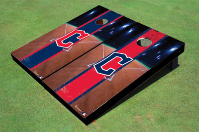 Cleveland Guardians C Field Long Stripe Alternating Themed Cornhole Boards