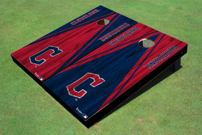 Cleveland Guardians C Alternating Wood Look Triangle Cornhole Boards