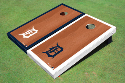 Detroit Tigers D Alternating Rosewood Matching Border Cornhole Boards