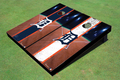 Detroit Tigers D Field Long Stripe Alternating Themed Cornhole Boards