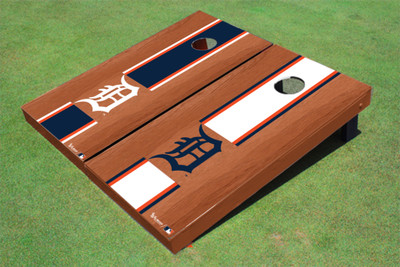 Detroit Tigers D Rosewood Alternating Long Stripe Cornhole Boards