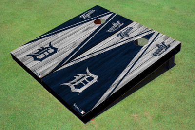 Detroit Tigers D Alternating Wood Look Triangle Cornhole Boards