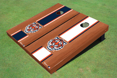Detroit Tigers Tiger Rosewood Alternating Long Stripe Cornhole Boards