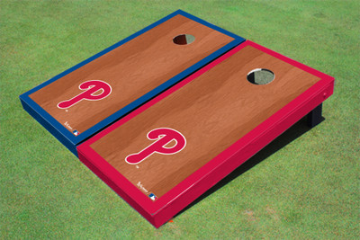 Philadelphia Phillies P Rosewood Alternating Border Cornhole Boards