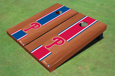 Philadelphia Phillies P Rosewood Alternating Long Stripe Cornhole Boards