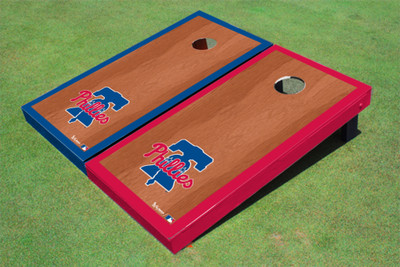 Philadelphia Phillies Bell Rosewood Alternating Border Cornhole Boards