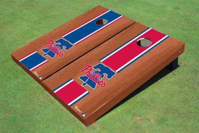 Philadelphia Phillies Bell Rosewood Alternating Long Stripe Cornhole Boards