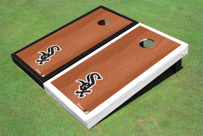 Chicago White Sox "Sox" Rosewood Alternating Border Cornhole Boards