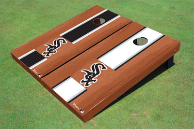 Chicago White Sox "Sox" Rosewood Alternating Long Stripe Cornhole Boards