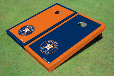 Houston Astros Wordmark Alternating Border Cornhole Boards