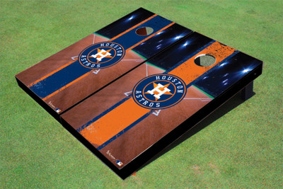 Houston Astros Wordmark Field Long Stripe Alternating Themed Cornhole Boards