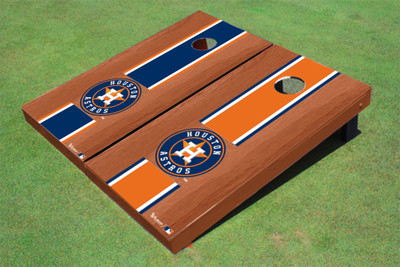 Houston Astros Wordmark Rosewood Alternating Long Stripe Cornhole Boards