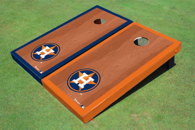 Houston Astros H Rosewood Alternating Border Cornhole Boards