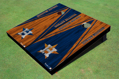 Houston Astros H Alternating Wood Look Triangle Cornhole Boards