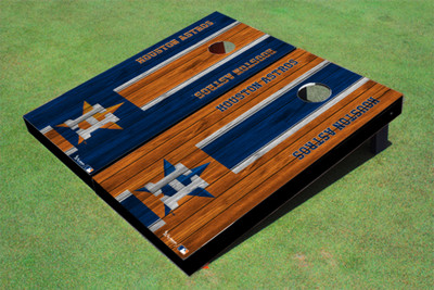 Houston Astros H Alternating Wood Look Long Stripe Custom Cornhole Boards