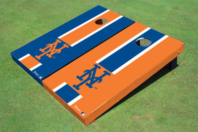 New York Mets NY Alternating Long Stripe Cornhole Boards New York Mets NY Alternating Long Stripe Cornhole Boards