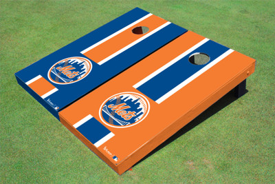 New York Mets Club Alternating Long Stripe Cornhole Boards New York Mets Club Alternating Long Stripe Cornhole Boards