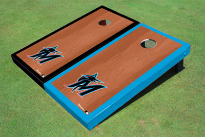 Miami Marlins M Rosewood Alternating Border Cornhole Boards Miami Marlins M Rosewood Alternating Border Cornhole Boards