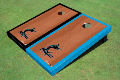 Miami Marlins Marlin Rosewood Alternating Border Cornhole Boards Miami Marlins Marlin Rosewood Alternating Border Cornhole Boards