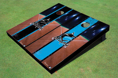 Miami Marlins Marlin Field Long Stripe Alternating Themed Cornhole Boards