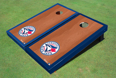Toronto Blue Jays Circle Rosewood Alternating Border Cornhole Boards