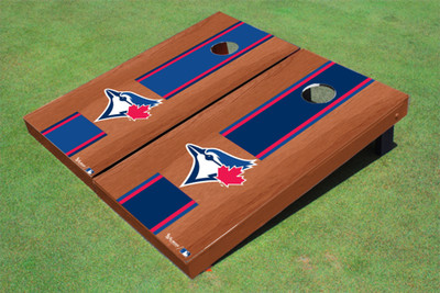 Toronto Blue Jays Bird Rosewood Alternating Long Stripe Cornhole Boards