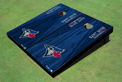 Toronto Blue Jays Bird Alternating Wood Look Triangle Cornhole Boards