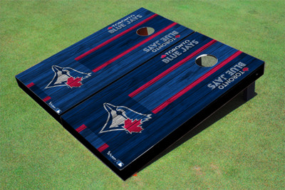 Toronto Blue Jays Bird Alternating Wood Look Long Stripe Custom Cornhole Boards Toronto Blue Jays Bird Alternating Wood Look Long Stripe Custom Cornhole Boards