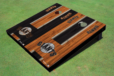 San Francisco Giants Ball Alternating Wood Look Long Stripe Custom Cornhole Boards