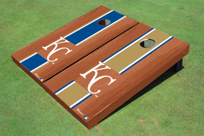 Kansas City Royals KC Rosewood Alternating Long Stripe Cornhole Boards Kansas City Royals KC Rosewood Alternating Long Stripe Cornhole Boards