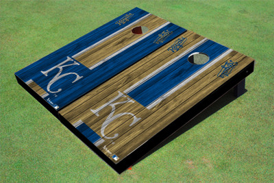 Kansas City Royals KC Alternating Wood Look Long Stripe Custom Cornhole Boards