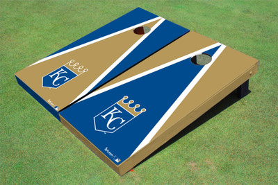Kansas City Royals KC Shield Alternating Triangle Cornhole Boards Kansas City Royals KC Shield Alternating Triangle Cornhole Boards