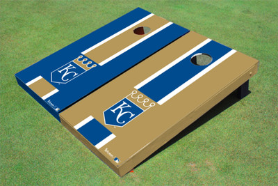 Kansas City Royals KC Shield Alternating Long Stripe Cornhole Boards