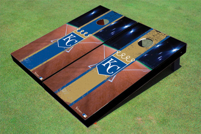 Kansas City Royals KC Shield Field Long Stripe Alternating Themed Cornhole Boards