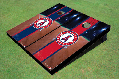 Los Angeles Angels Circle Field Long Stripe Alternating Themed Cornhole Boards